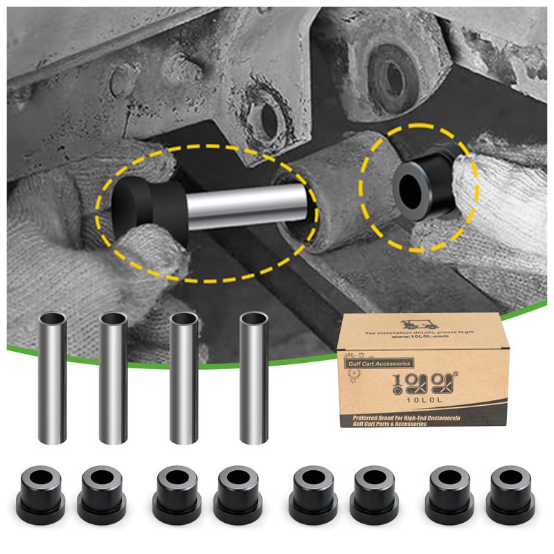 9.99WORLD MALL Golf Cart Rear Leaf Spring Bushings & Sleeves Kit for EZGO TXT/Medalist (94+) Gas/Electric, Club Car DS 1992-up, Include 8 Bushings 4 Metal Spacers - Image 1